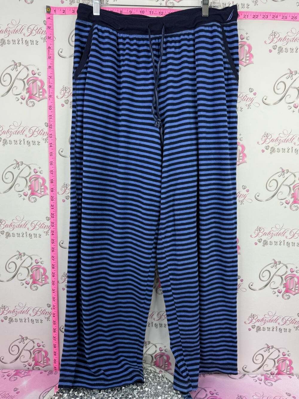 Nautica pants comfy Blue and Black Striped Lounge Pants